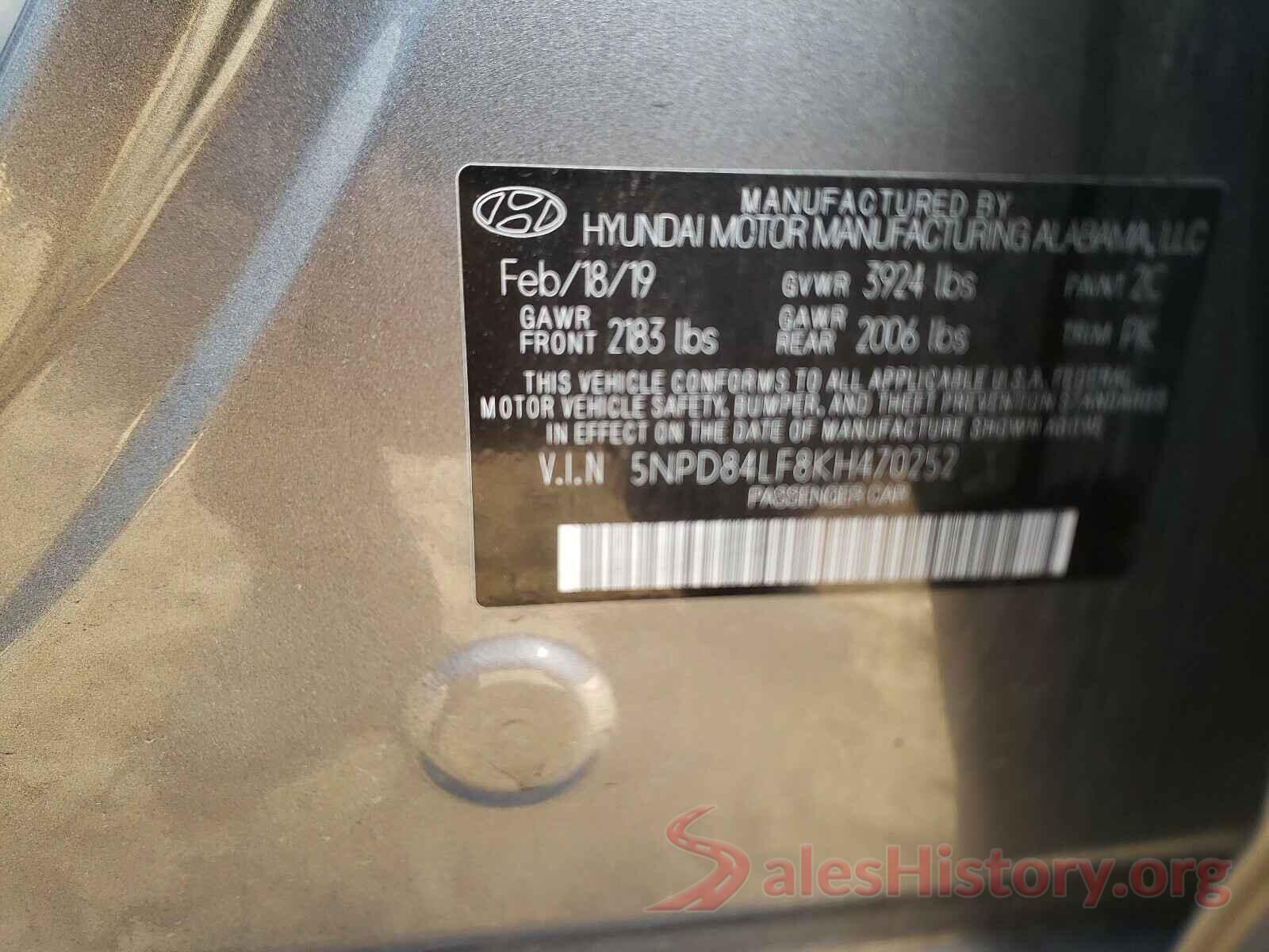 5NPD84LF8KH470252 2019 HYUNDAI ELANTRA