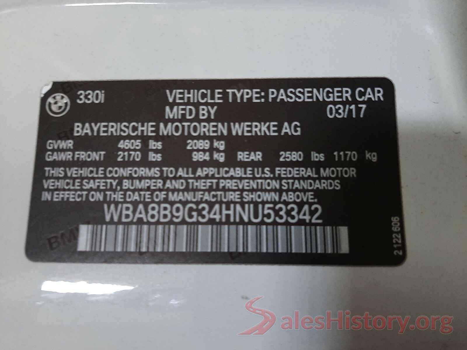 WBA8B9G34HNU53342 2017 BMW 3 SERIES