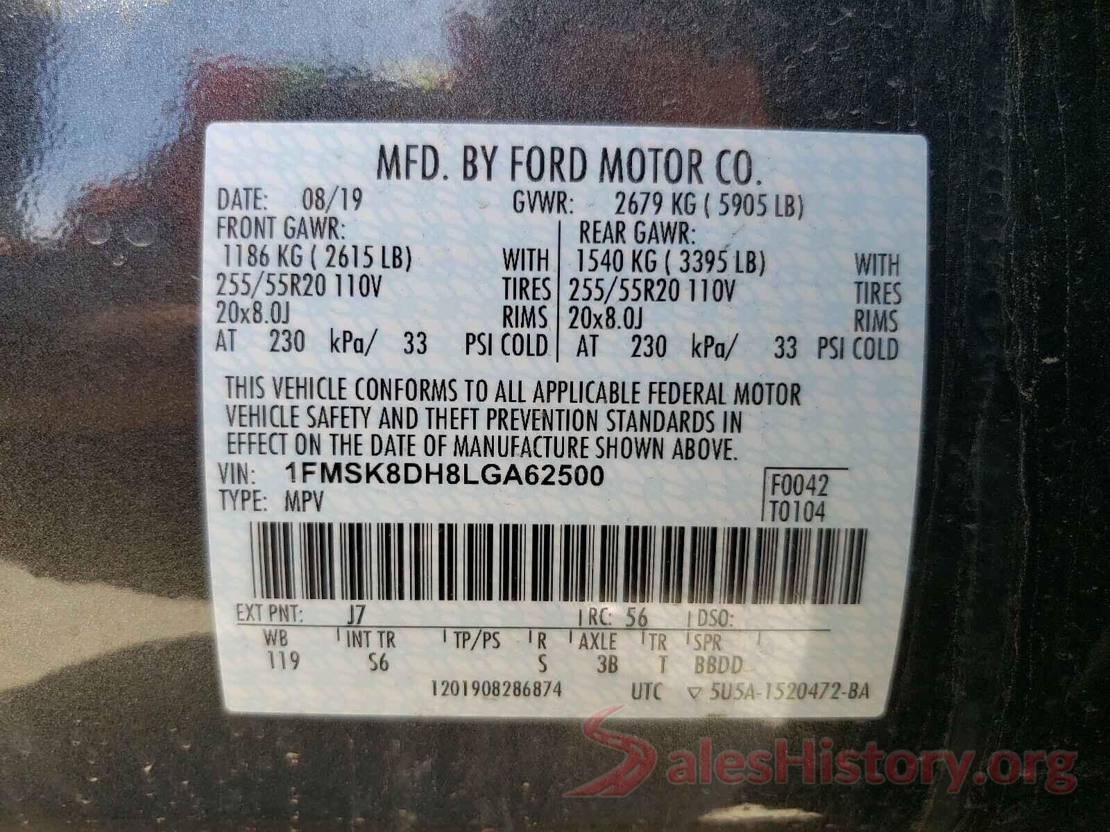 1FMSK8DH8LGA62500 2020 FORD EXPLORER