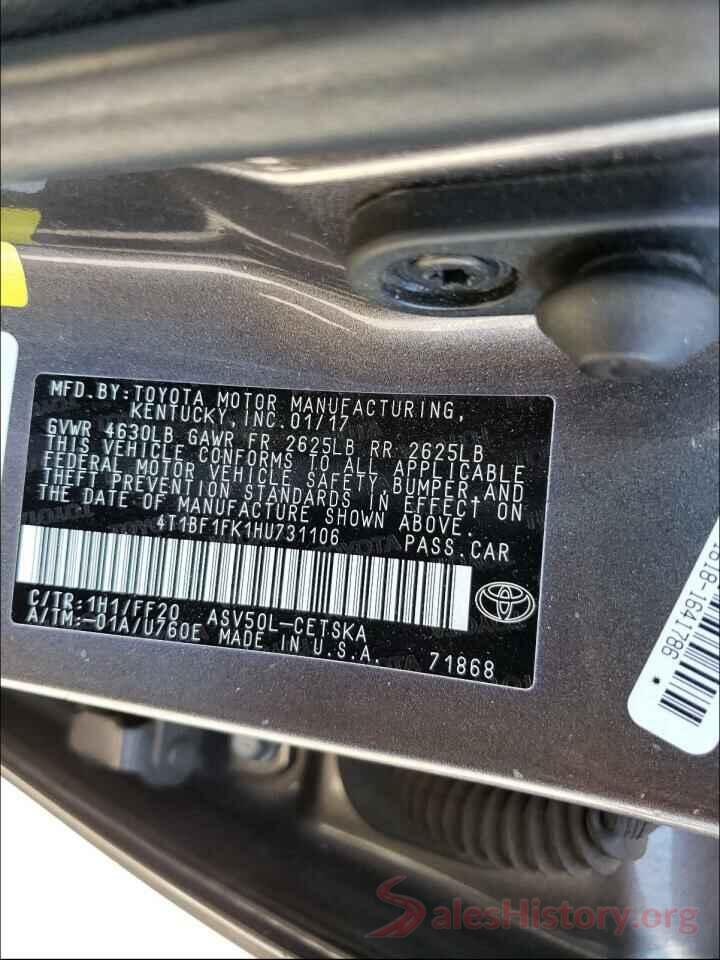 4T1BF1FK1HU731106 2017 TOYOTA CAMRY