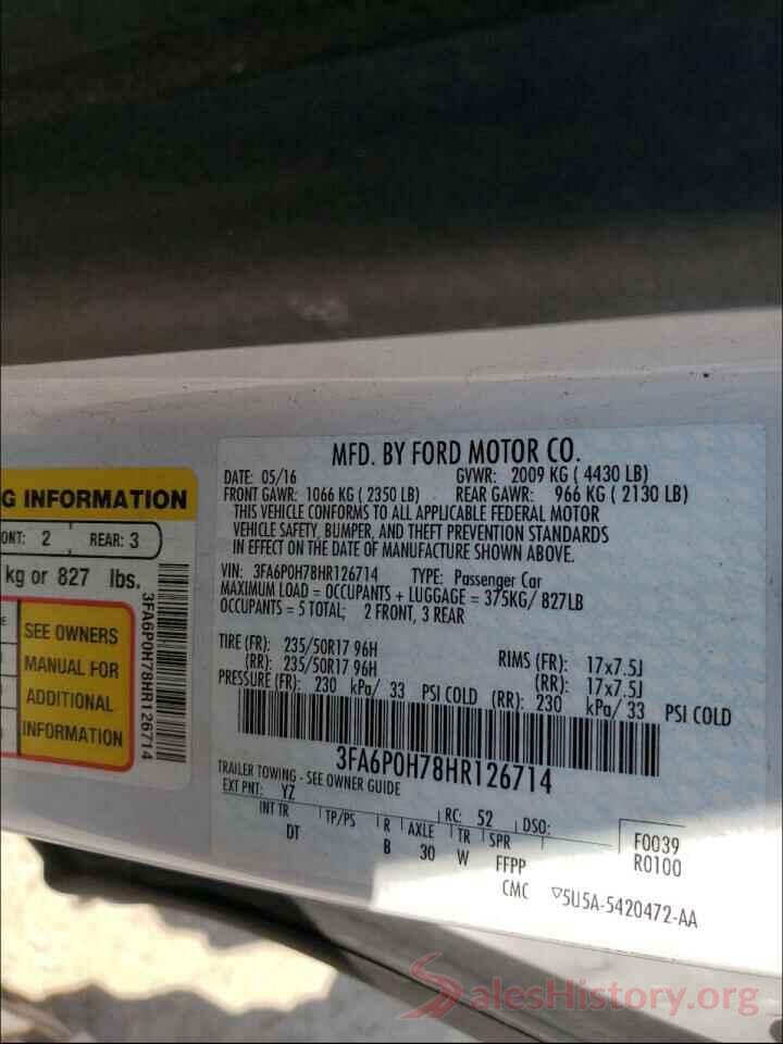 3FA6P0H78HR126714 2017 FORD FUSION