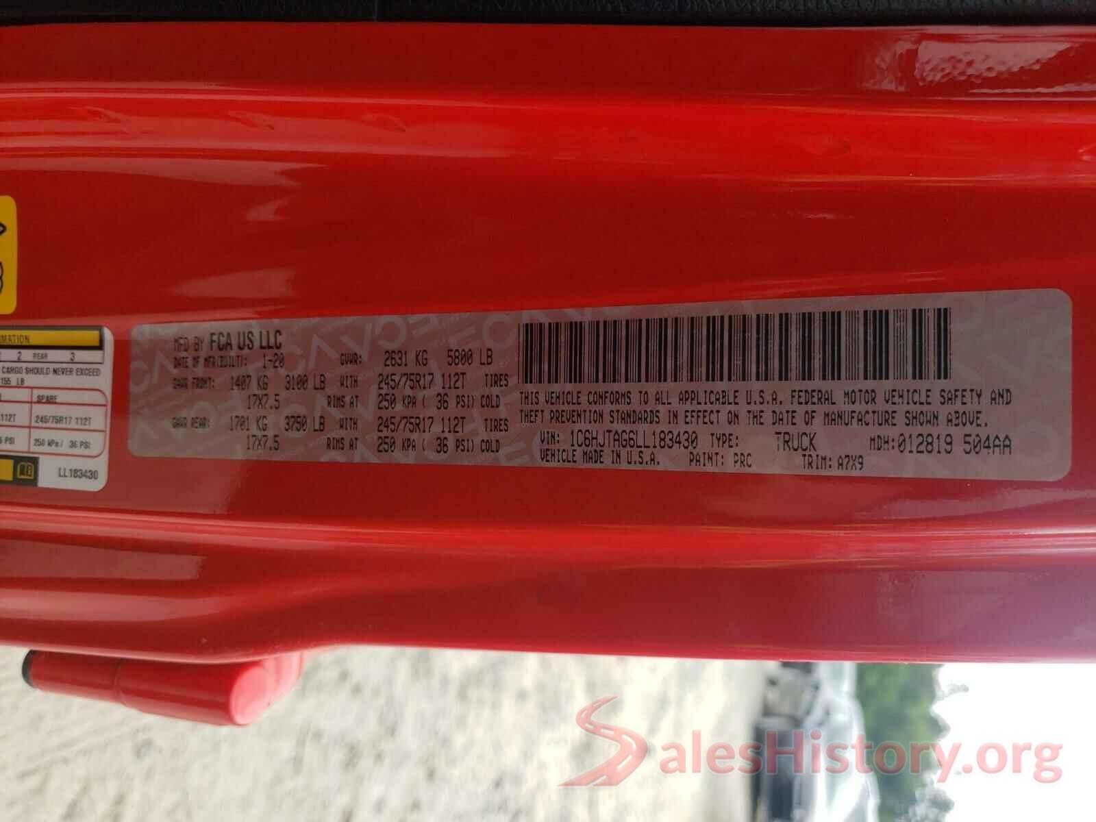 1C6HJTAG6LL183430 2020 JEEP ALL OTHER