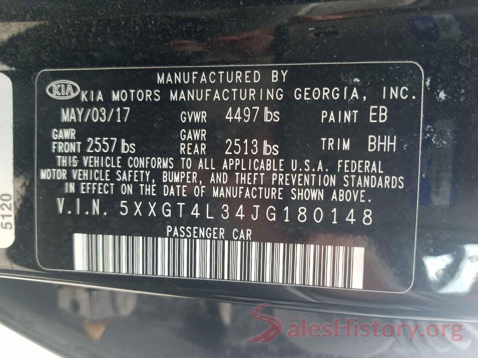 5XXGT4L34JG180148 2018 KIA OPTIMA