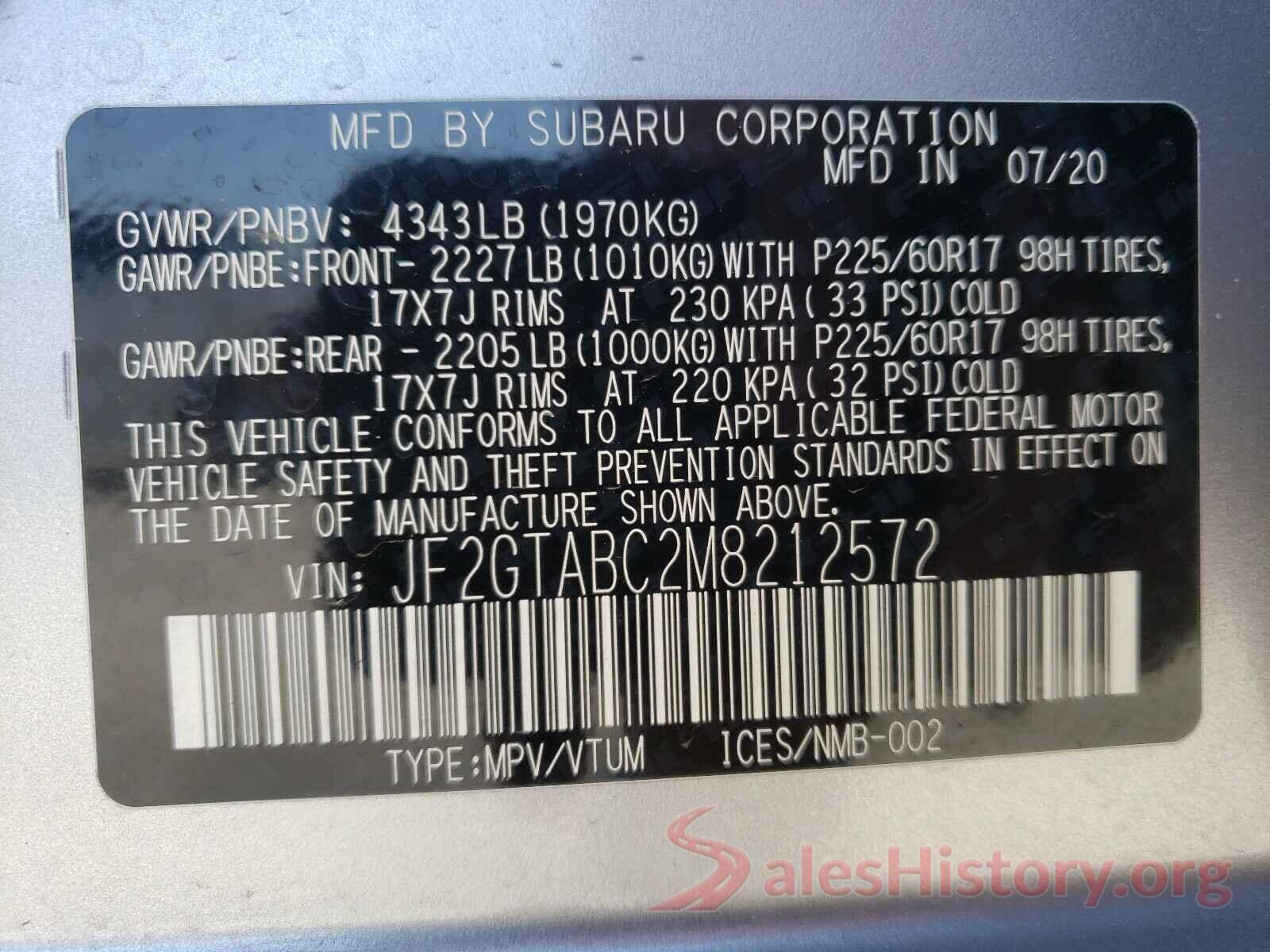 JF2GTABC2M8212572 2021 SUBARU CROSSTREK