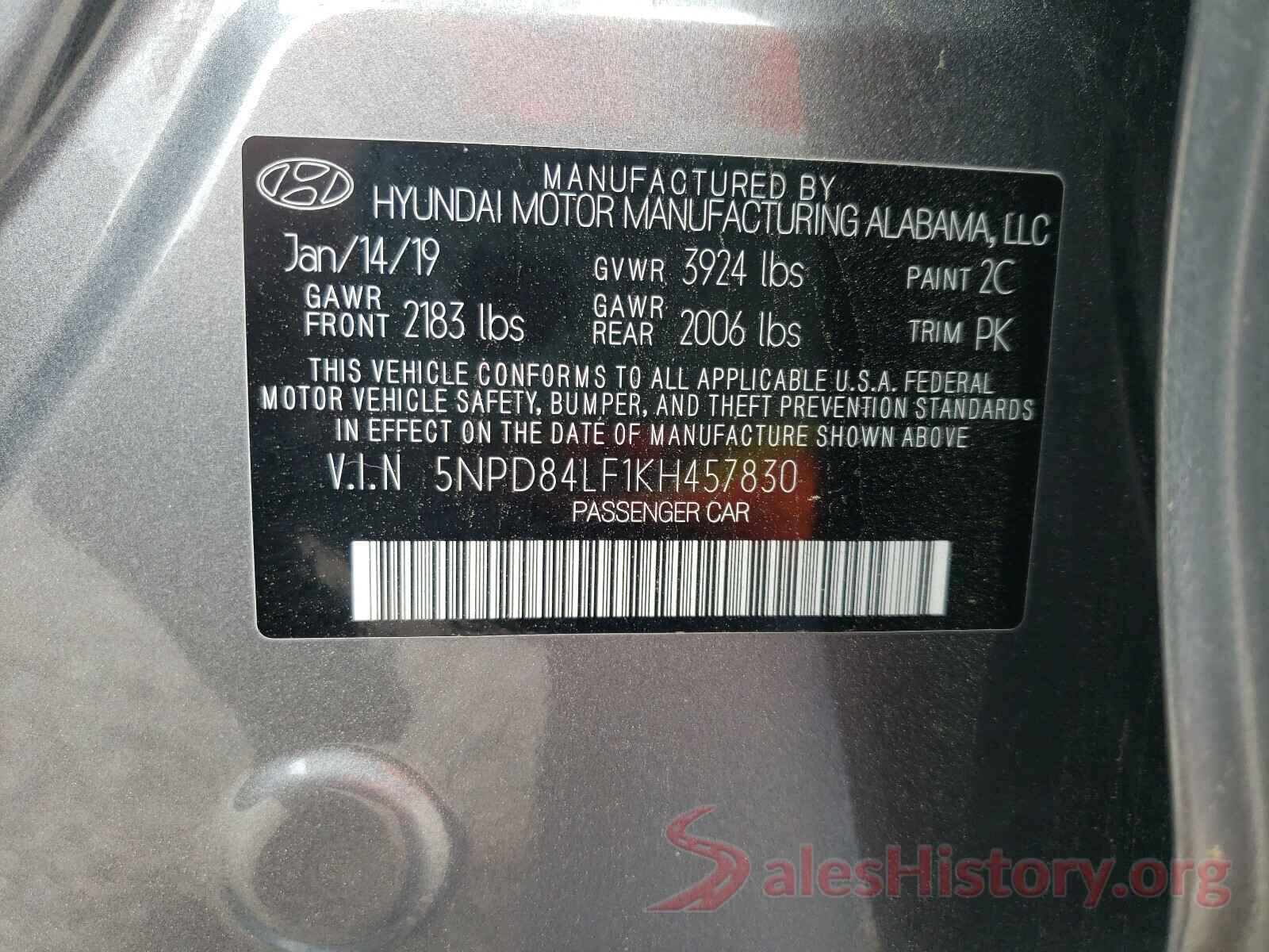 5NPD84LF1KH457830 2019 HYUNDAI ELANTRA