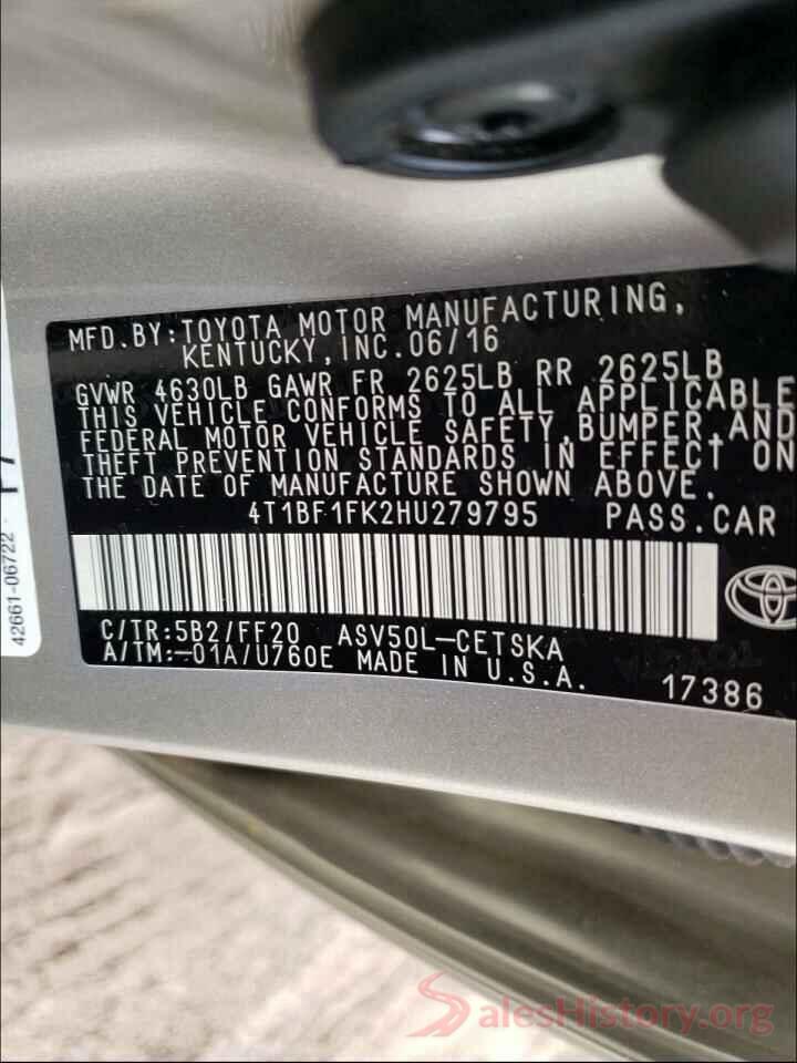 4T1BF1FK2HU279795 2017 TOYOTA CAMRY