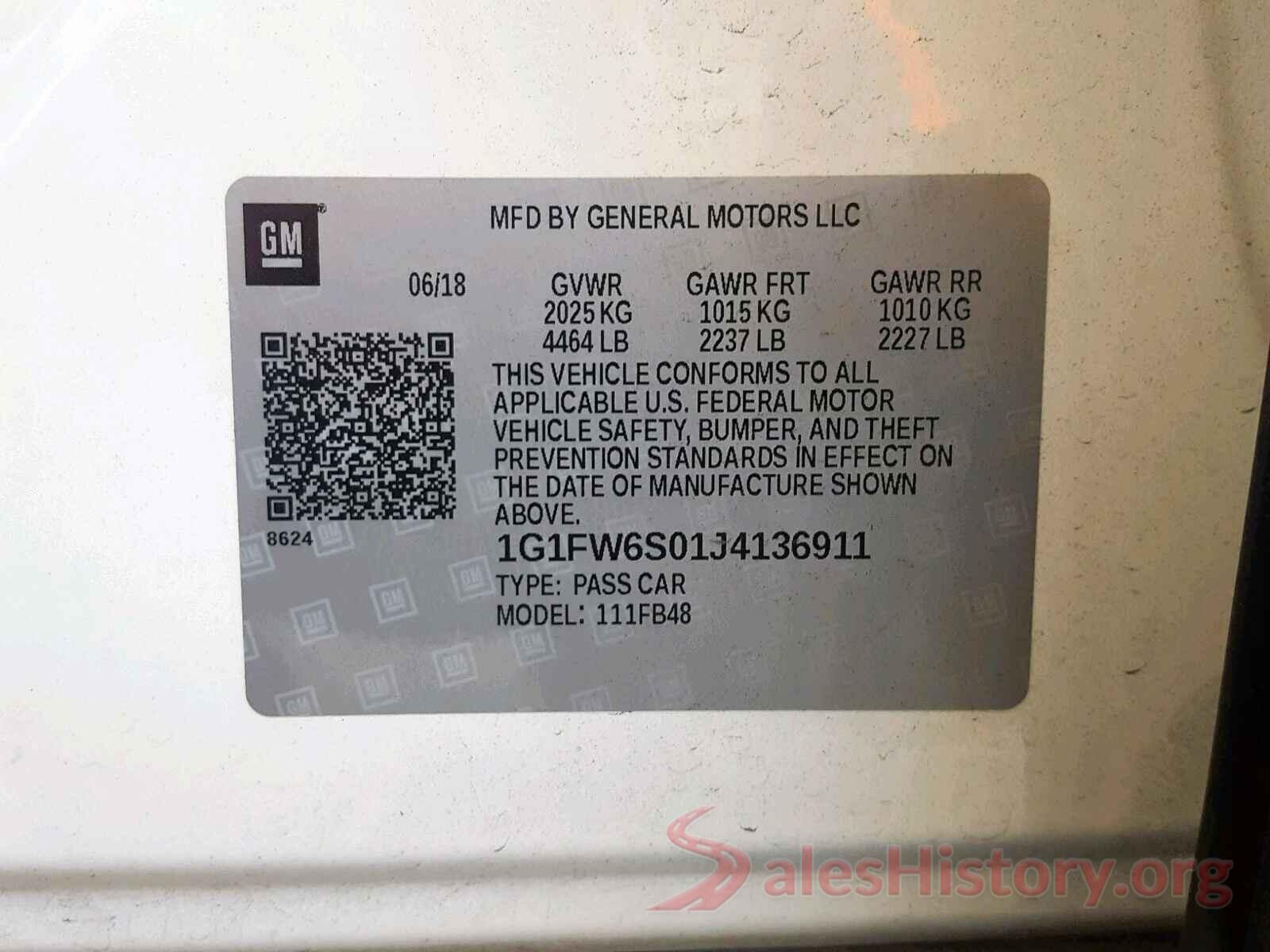 1G1FW6S01J4136911 2018 CHEVROLET BOLT