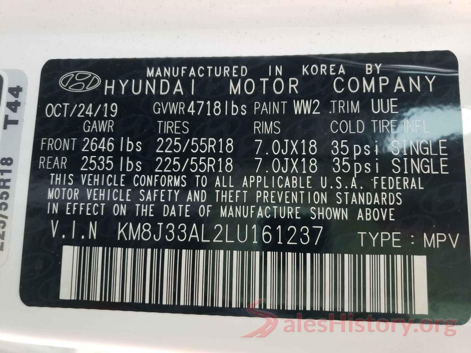 KM8J33AL2LU161237 2020 HYUNDAI TUCSON