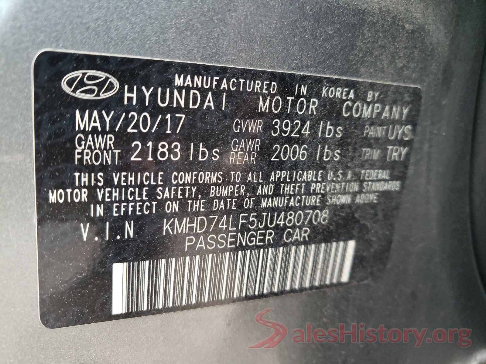 KMHD74LF5JU480708 2018 HYUNDAI ELANTRA