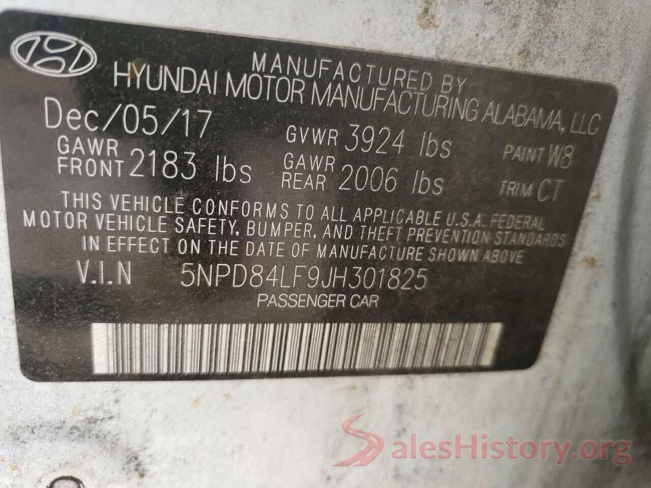 5NPD84LF9JH301825 2018 HYUNDAI ELANTRA