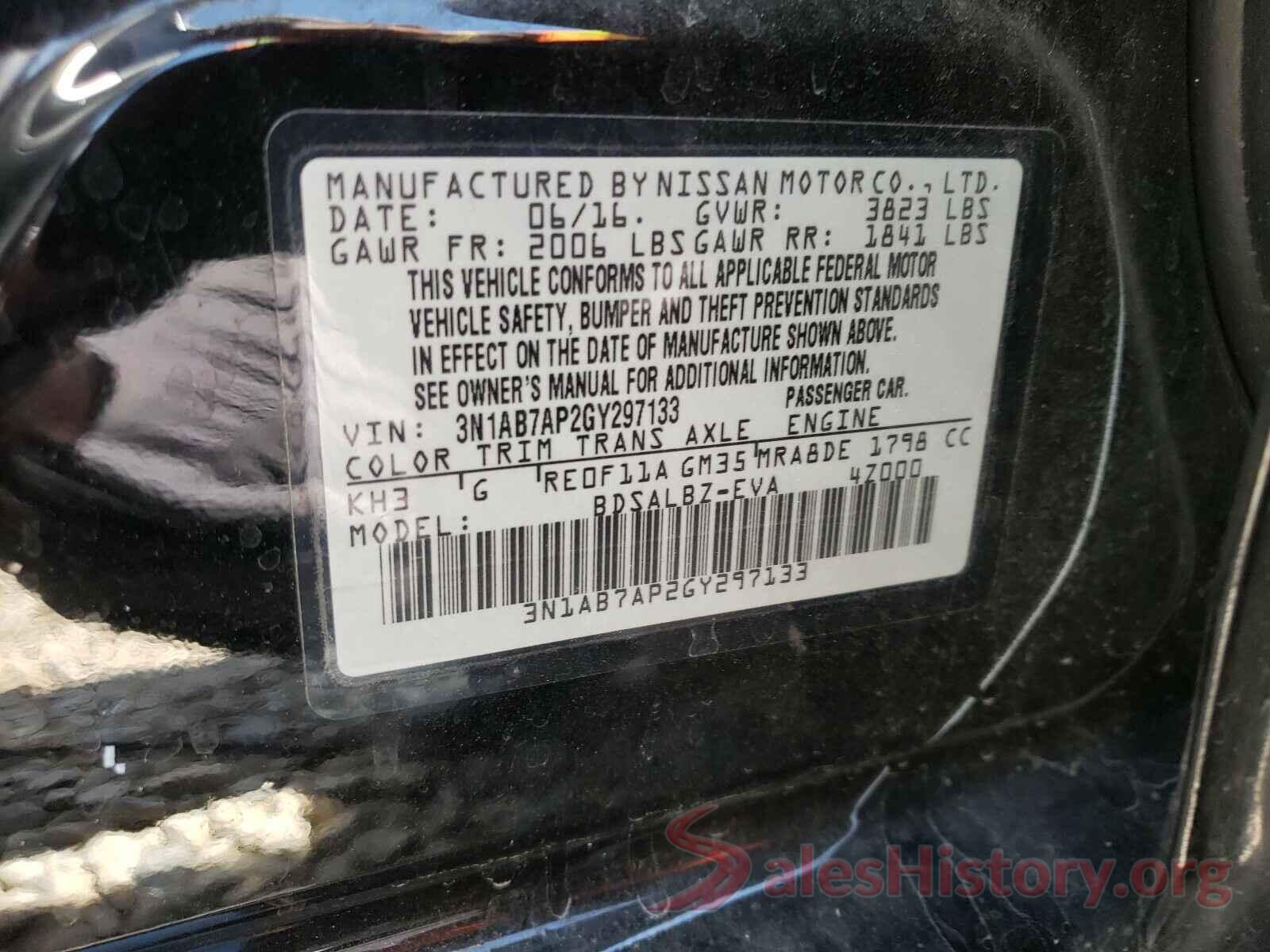 3N1AB7AP2GY297133 2016 NISSAN SENTRA