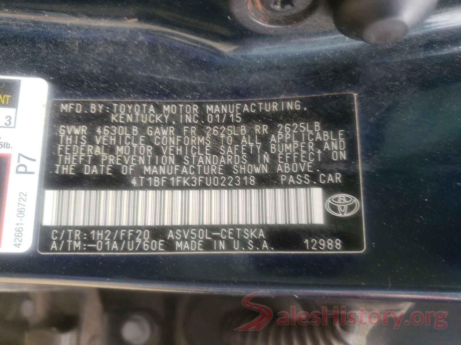 4T1BF1FK3FU022318 2015 TOYOTA CAMRY