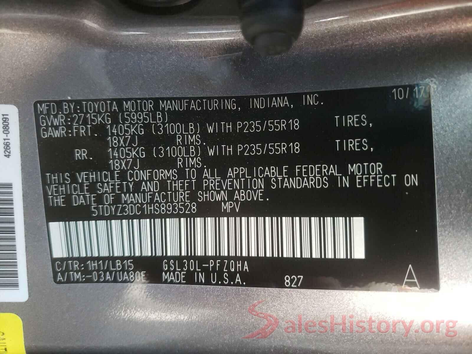 5TDYZ3DC1HS893528 2017 TOYOTA SIENNA