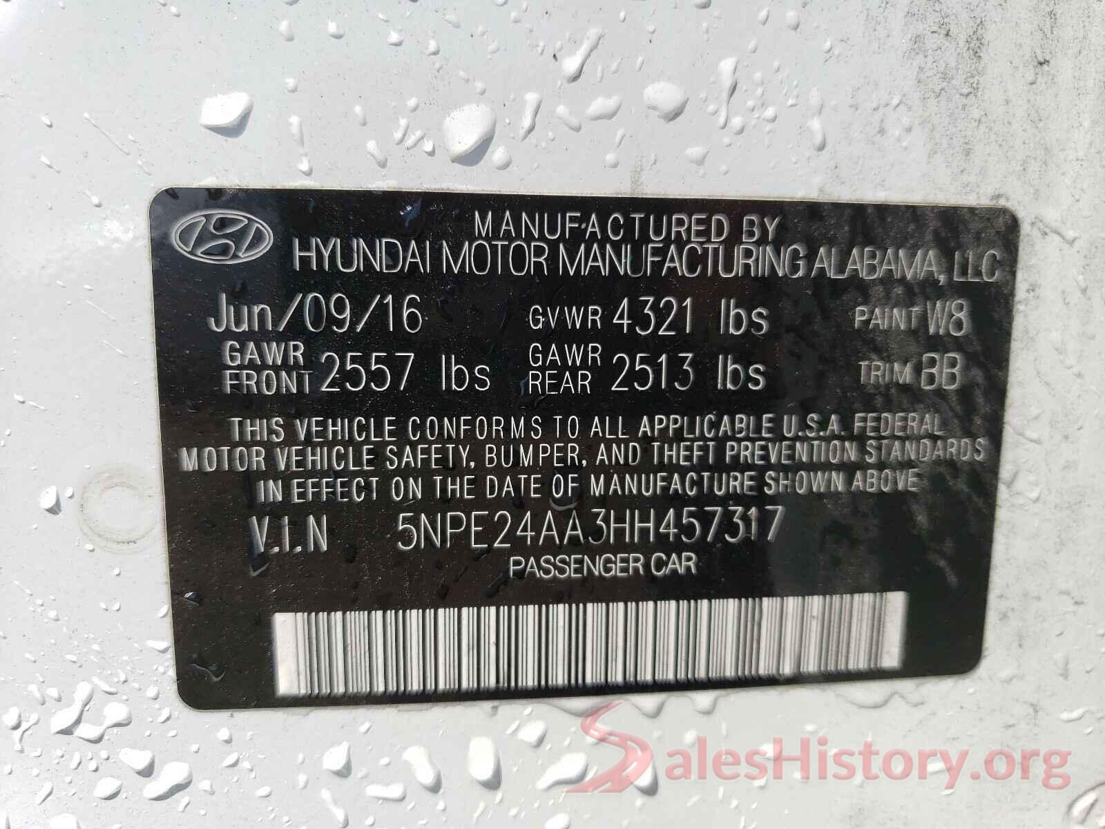 5NPE24AA3HH457317 2017 HYUNDAI SONATA