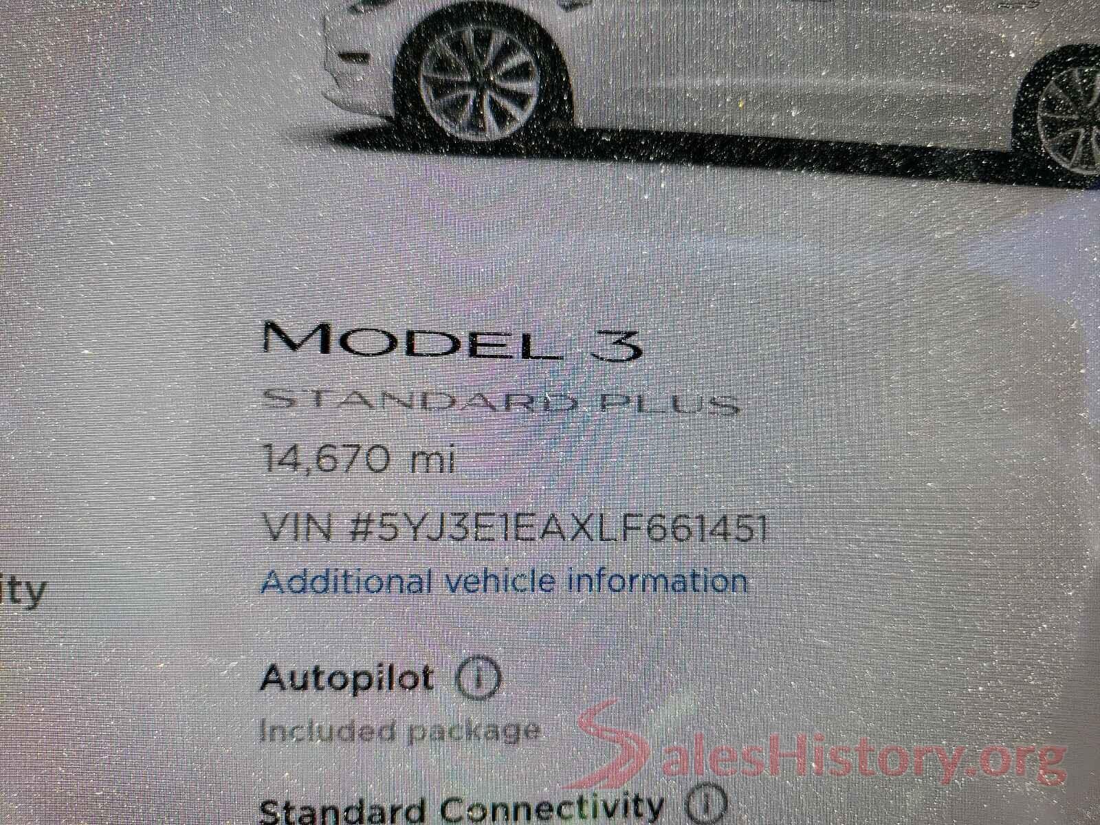 5YJ3E1EAXLF661451 2020 TESLA MODEL 3