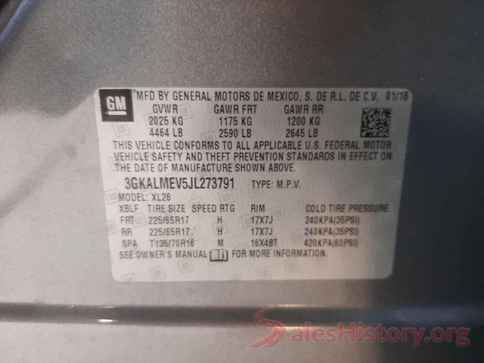 3GKALMEV5JL273791 2018 GMC TERRAIN