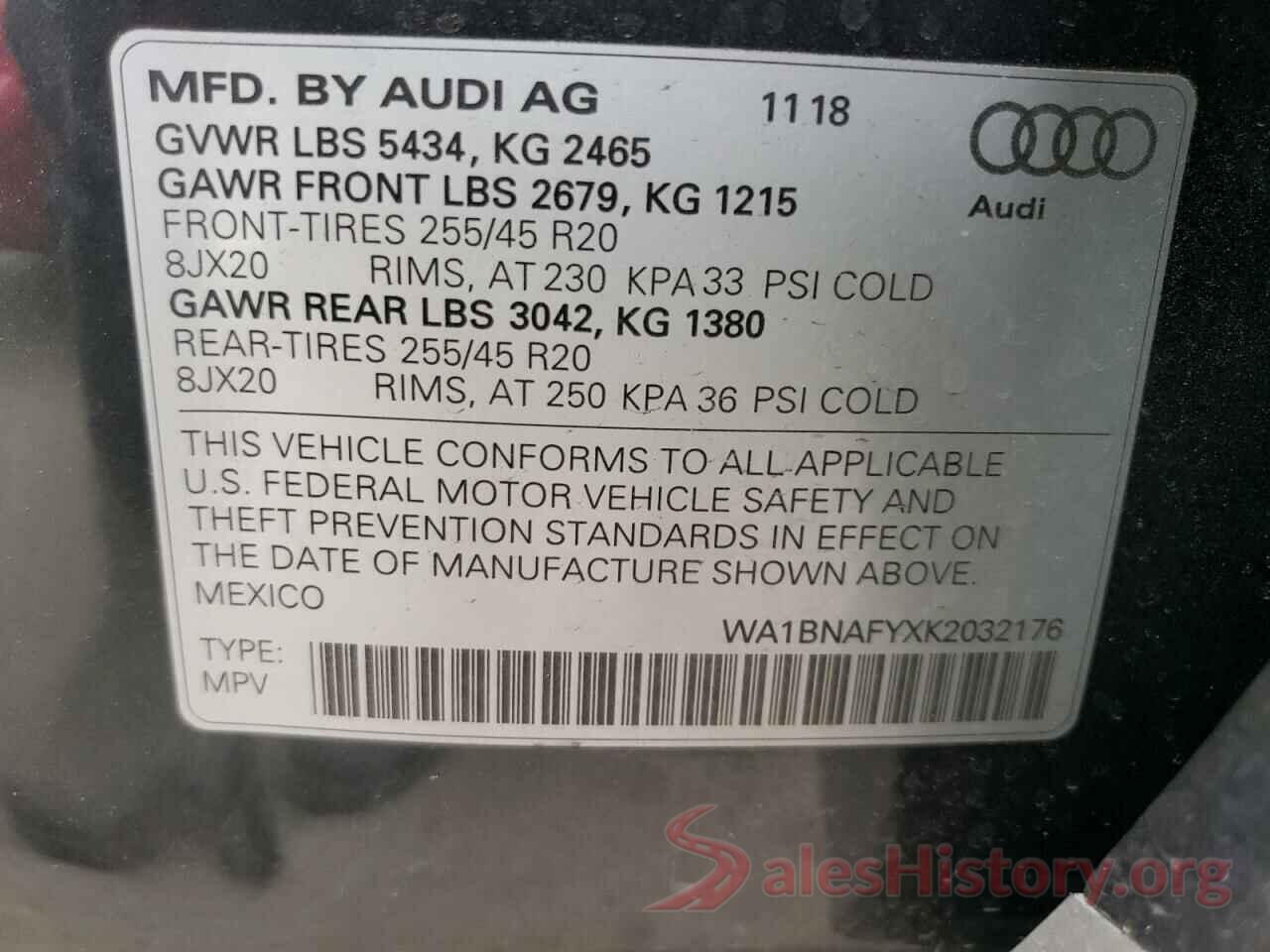 WA1BNAFYXK2032176 2019 AUDI Q5