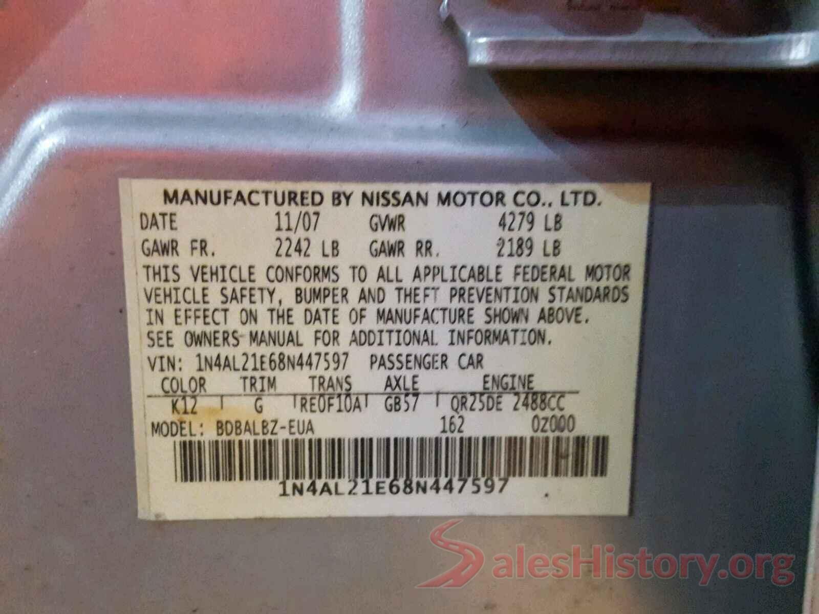 1N4AL21E68N447597 2008 NISSAN ALTIMA