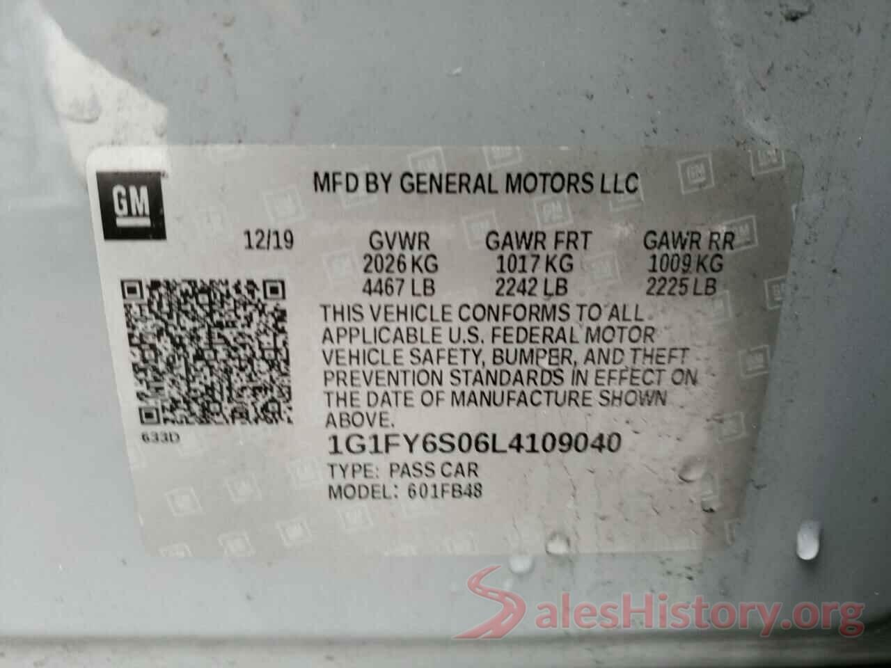 1G1FY6S06L4109040 2020 CHEVROLET BOLT