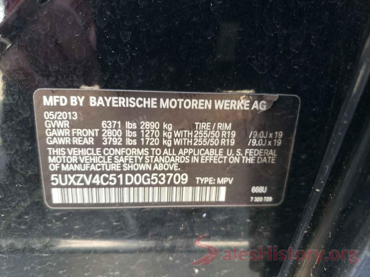 5UXZV4C51D0G53709 2013 BMW X5