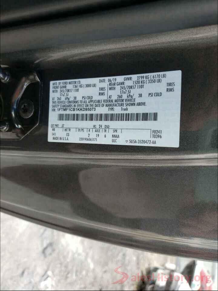 1FTMF1CB1KKD95073 2019 FORD F150