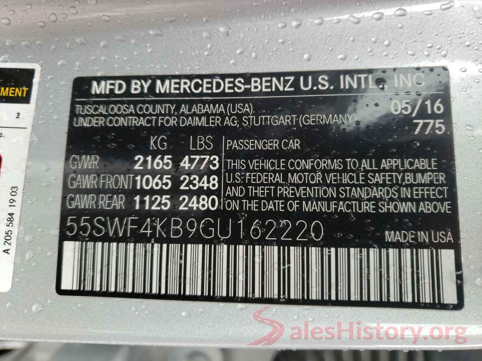 55SWF4KB9GU162220 2016 MERCEDES-BENZ C CLASS