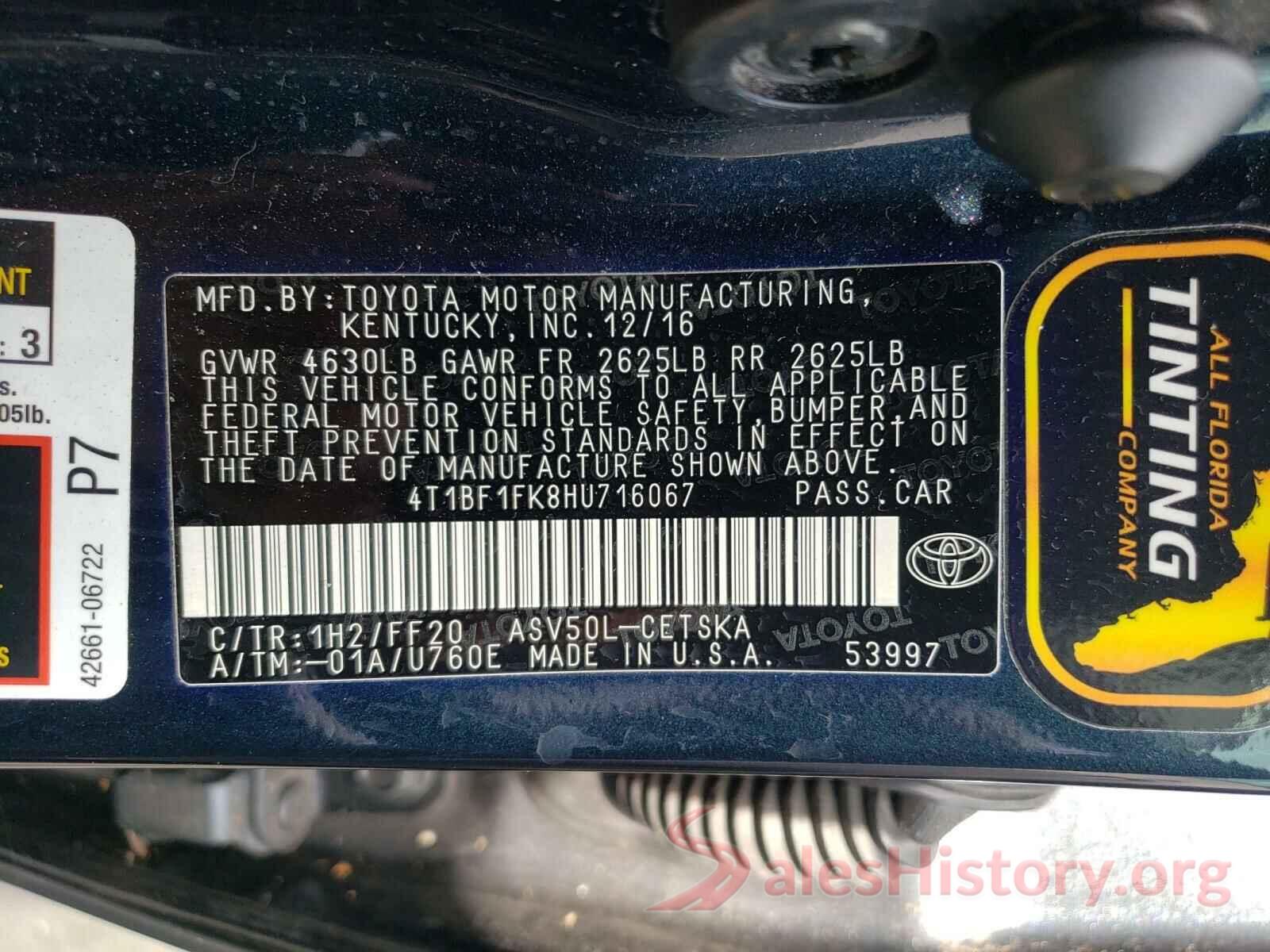 4T1BF1FK8HU716067 2017 TOYOTA CAMRY