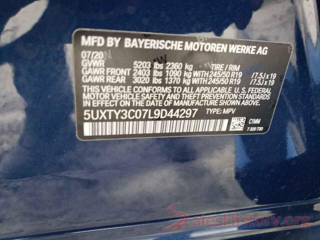 5UXTY3C07L9D44297 2020 BMW X3