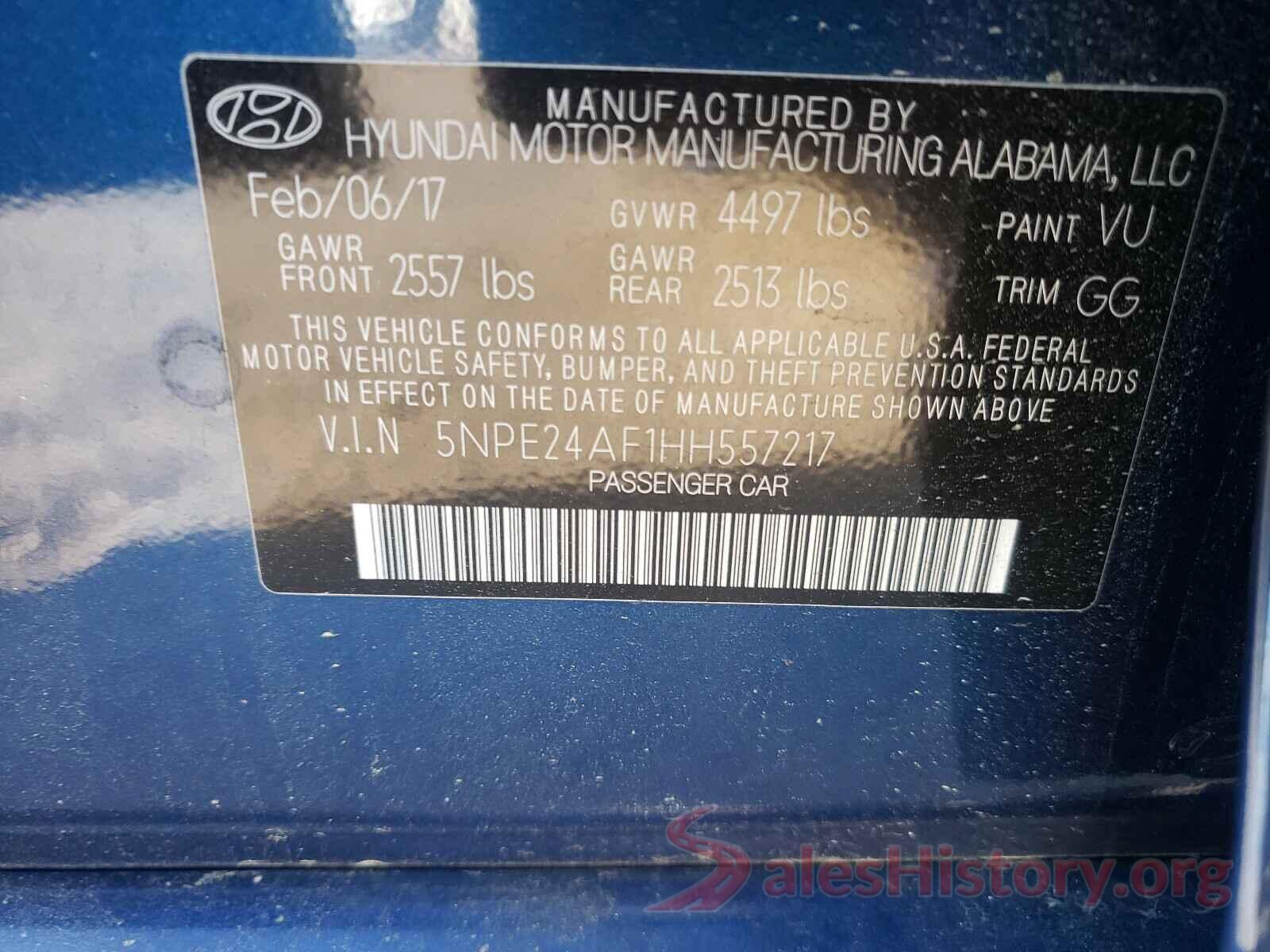 5NPE24AF1HH557217 2017 HYUNDAI SONATA