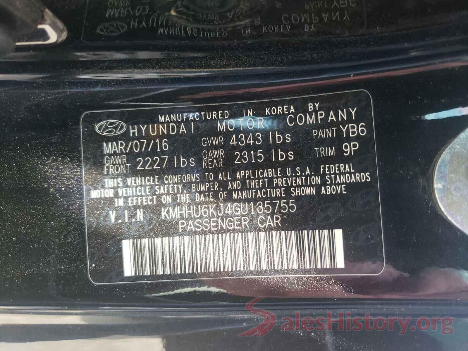 KMHHU6KJ4GU135755 2016 HYUNDAI GENESIS