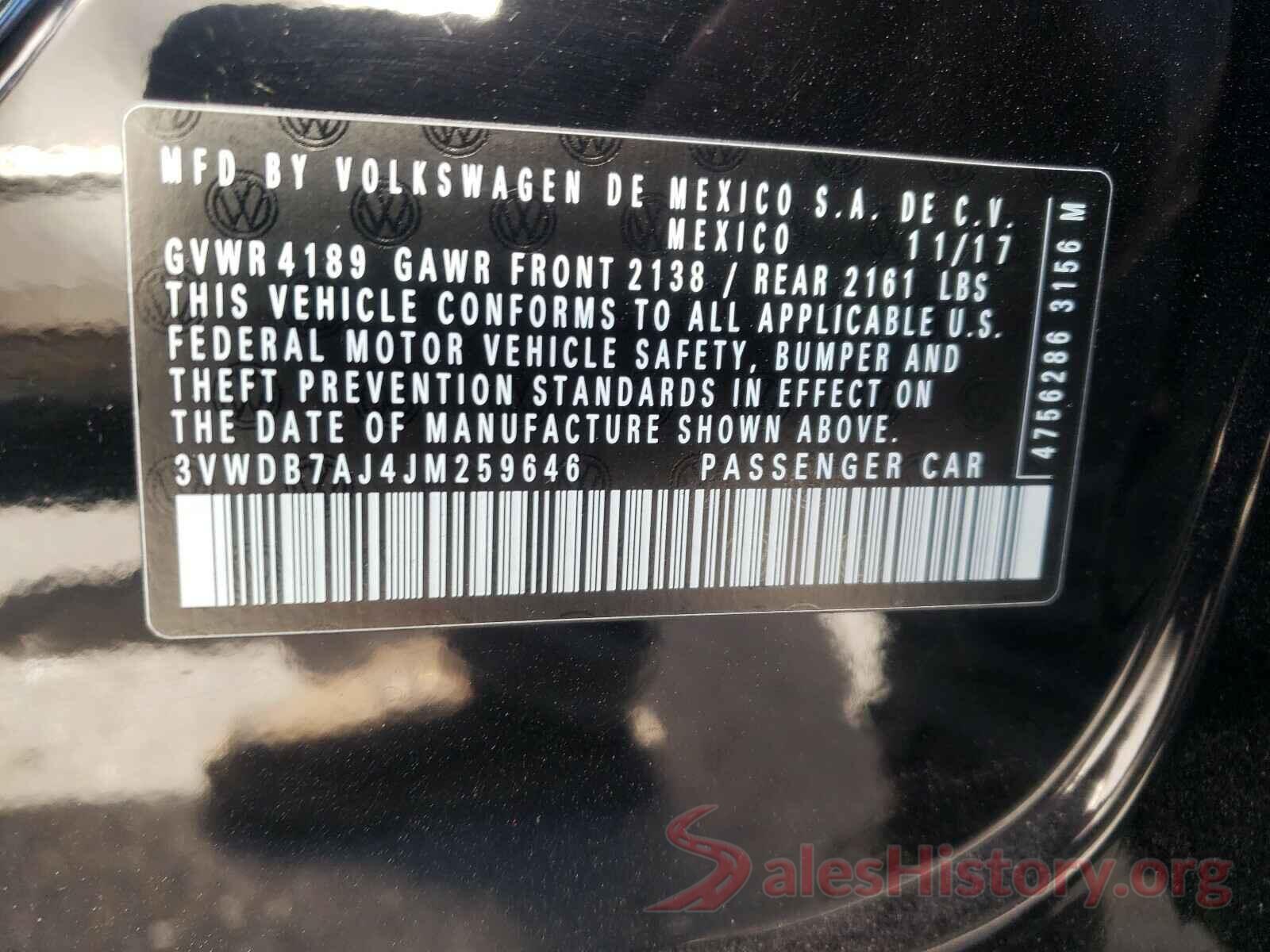 3VWDB7AJ4JM259646 2018 VOLKSWAGEN JETTA