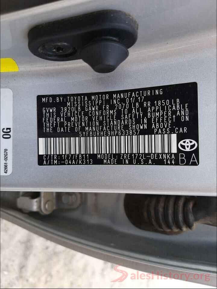 5YFBURHE9HP633857 2017 TOYOTA COROLLA