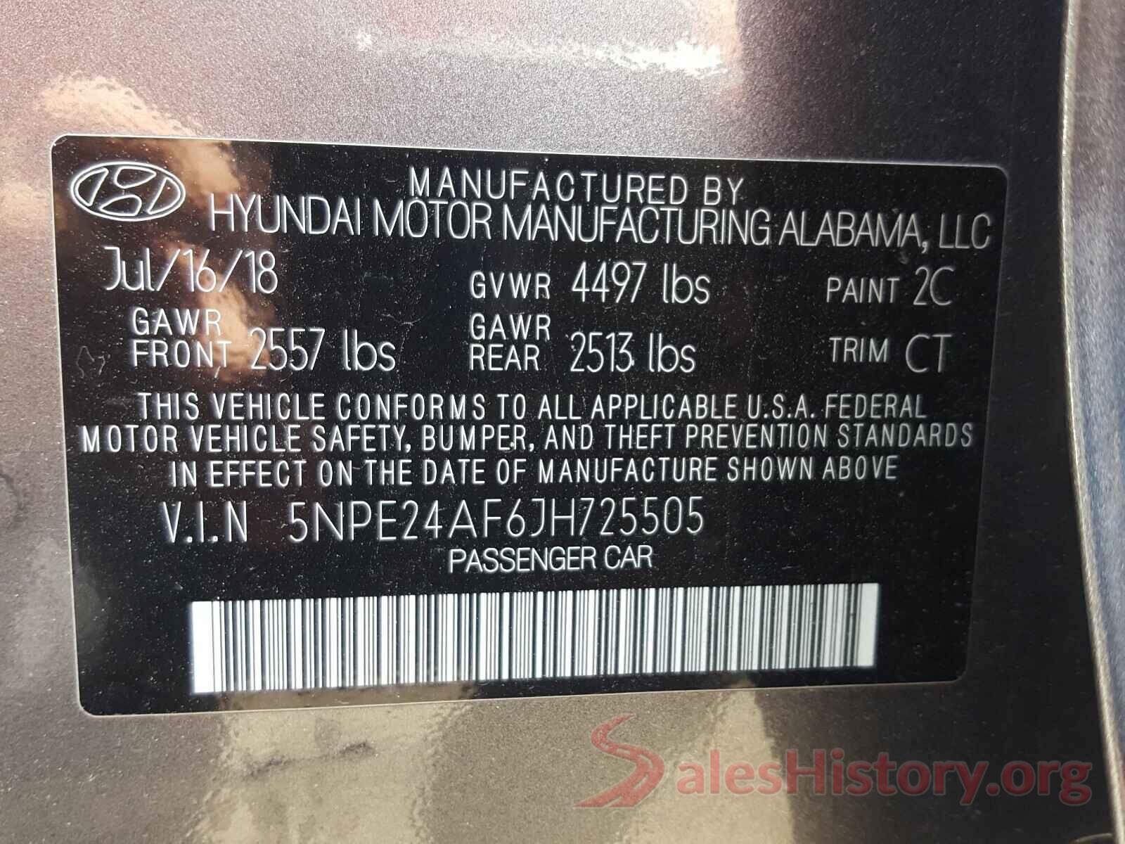 5NPE24AF6JH725505 2018 HYUNDAI SONATA