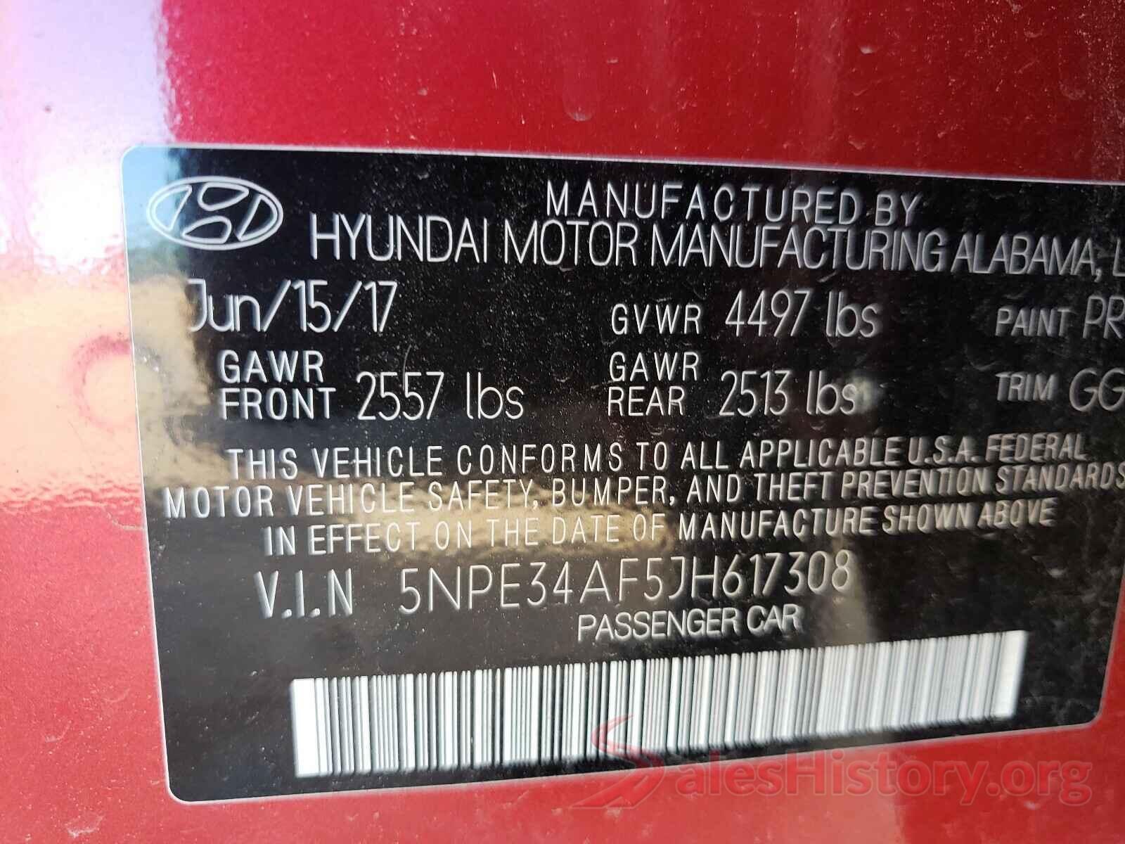 5NPE34AF5JH617308 2018 HYUNDAI SONATA