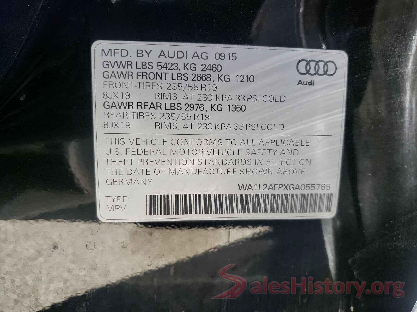 WA1L2AFPXGA055765 2016 AUDI Q5