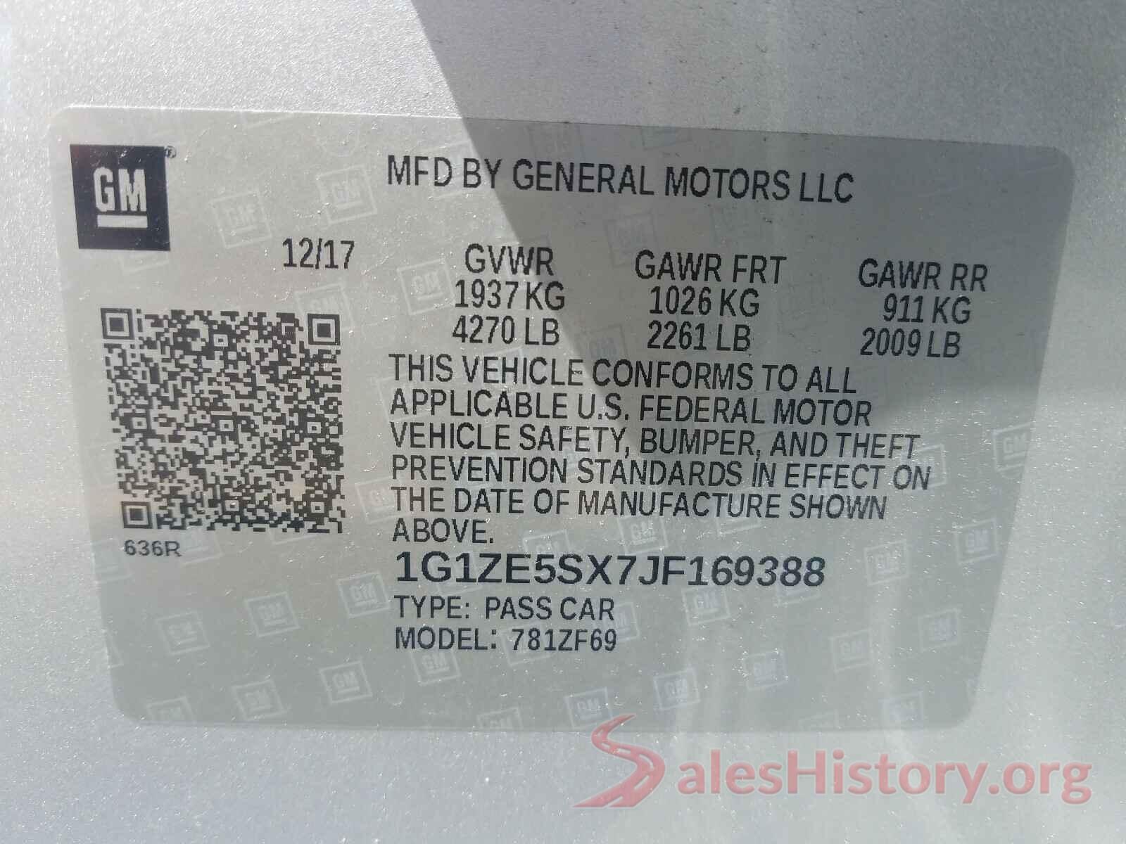 1G1ZE5SX7JF169388 2018 CHEVROLET MALIBU