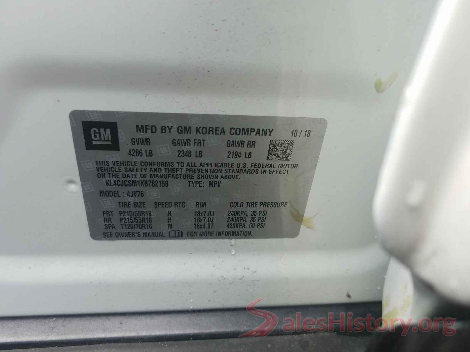 KL4CJCSM1KB782158 2019 BUICK ENCORE