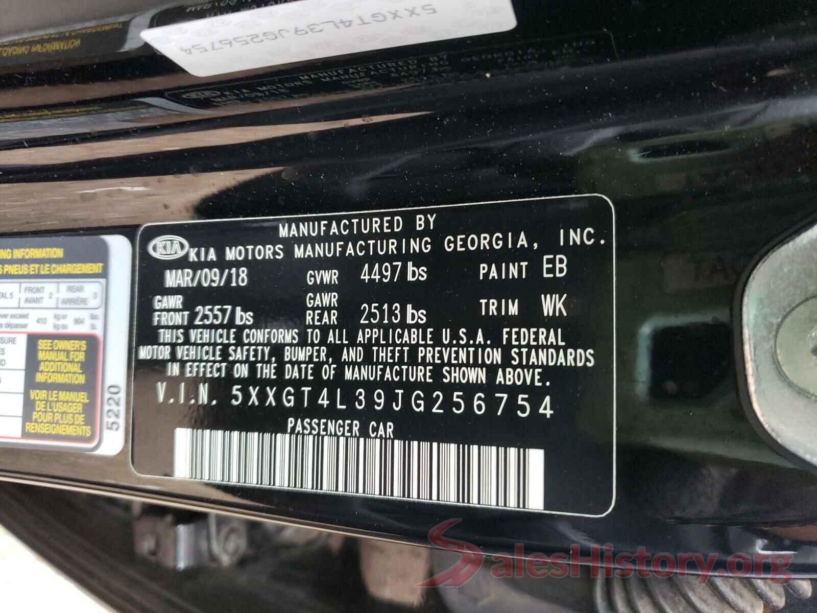 5XXGT4L39JG256754 2018 KIA OPTIMA