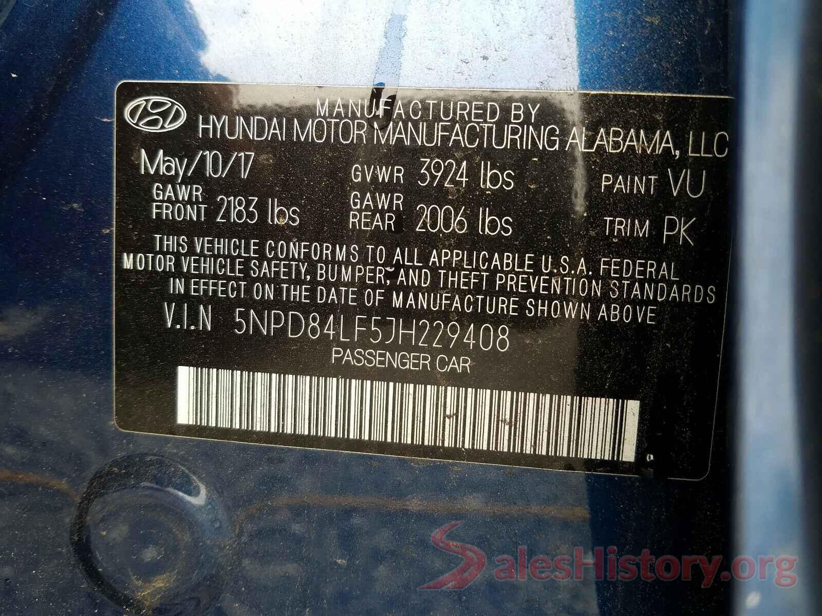 5NPD84LF5JH229408 2018 HYUNDAI ELANTRA