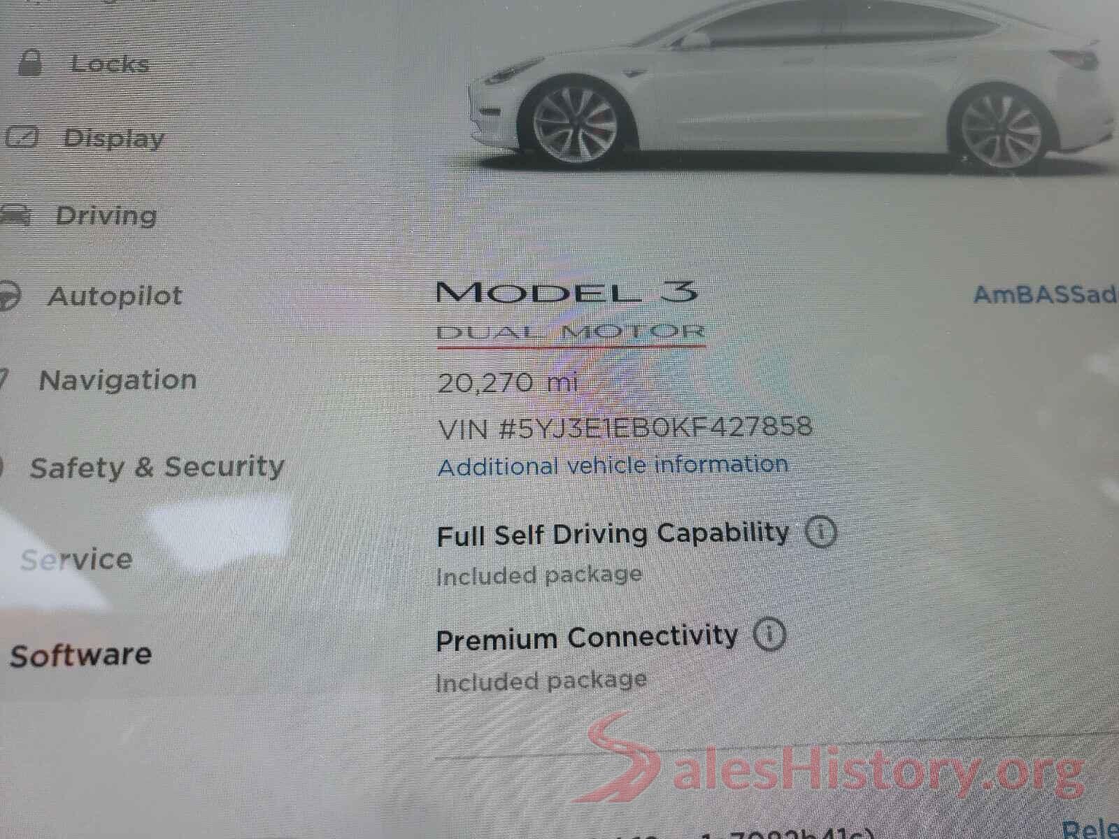 5YJ3E1EB0KF427858 2019 TESLA MODEL 3