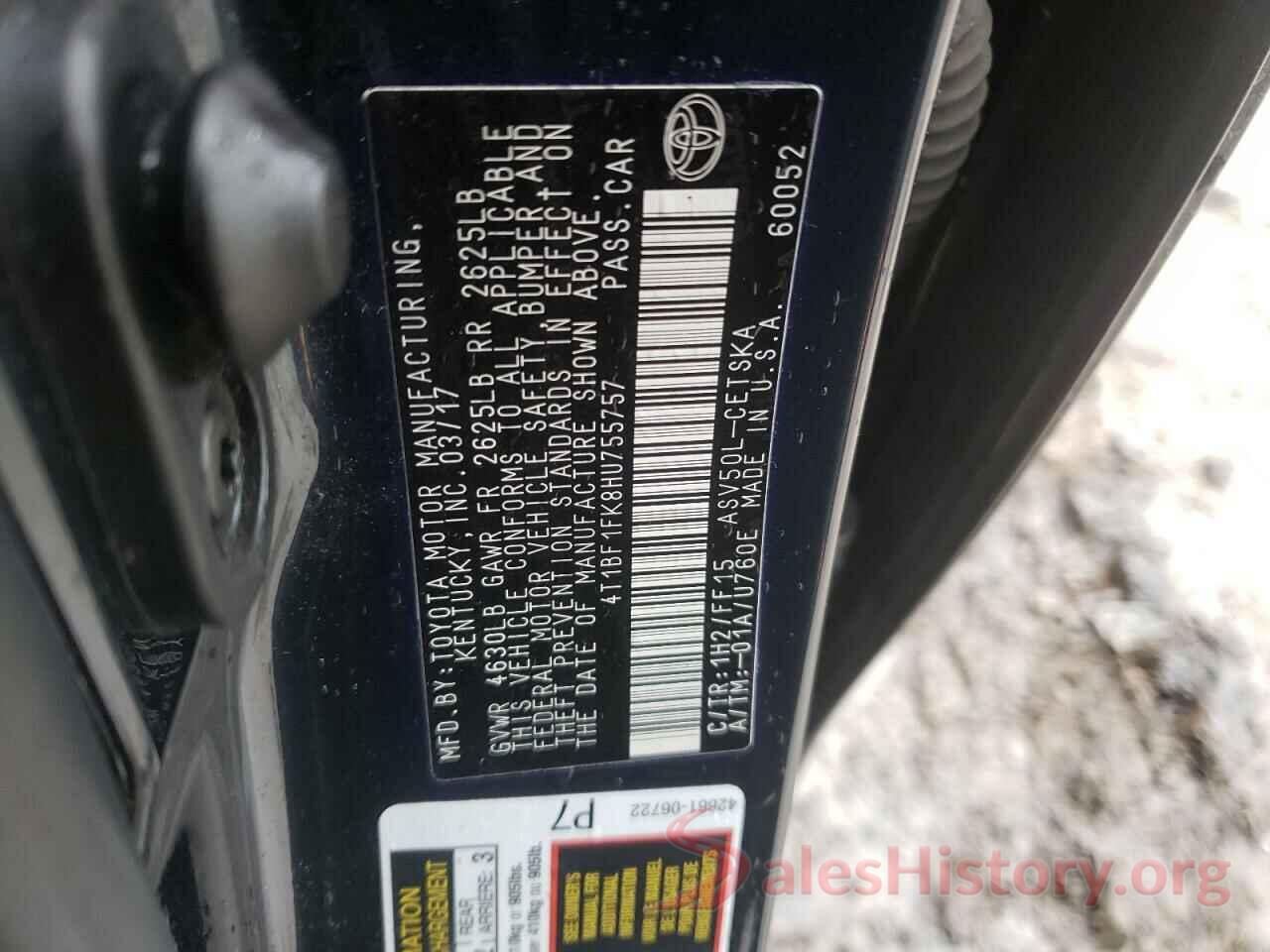 4T1BF1FK8HU755757 2017 TOYOTA CAMRY