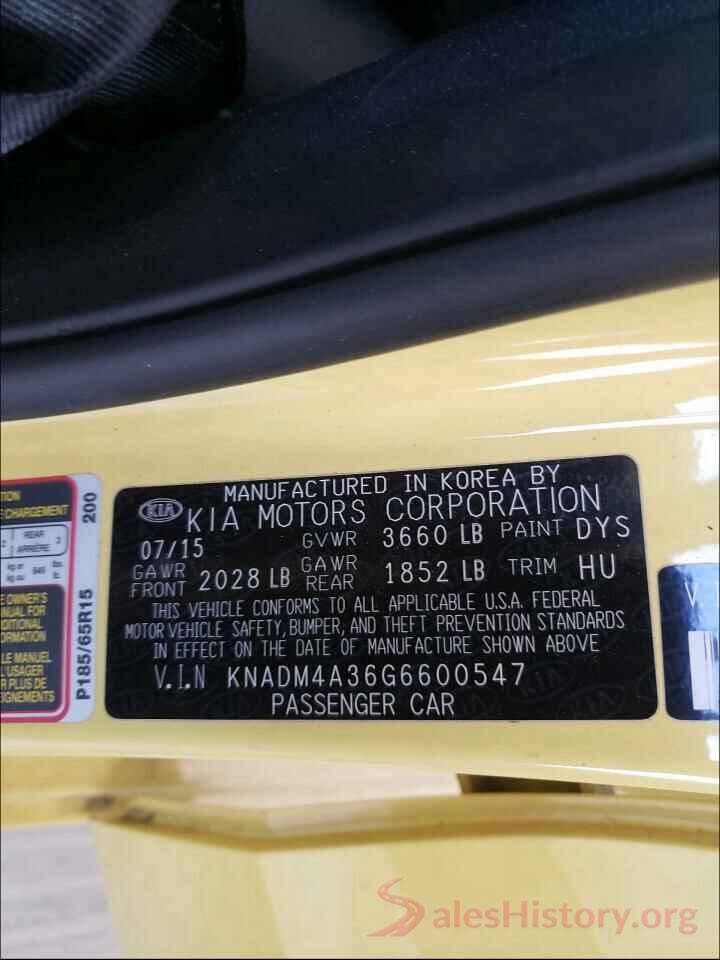 KNADM4A36G6600547 2016 KIA RIO