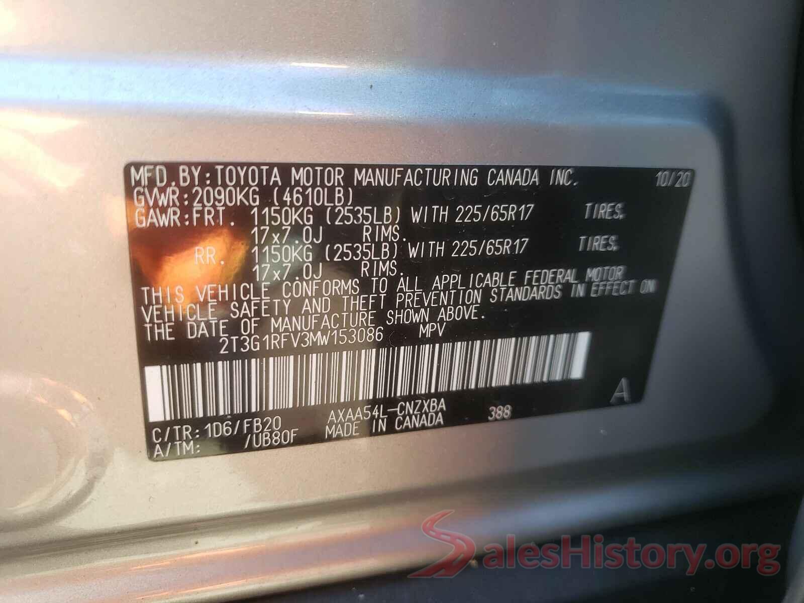 2T3G1RFV3MW153086 2021 TOYOTA RAV4