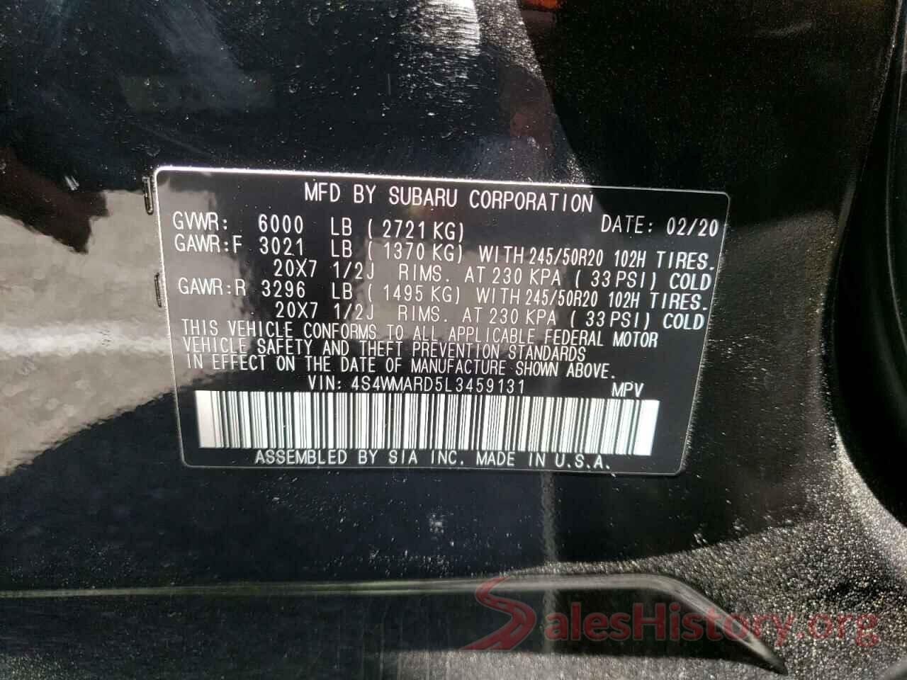 4S4WMARD5L3459131 2020 SUBARU ASCENT