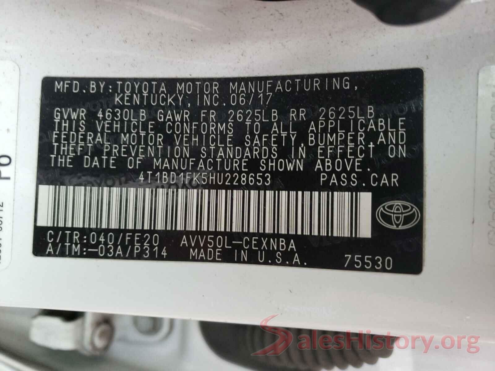 4T1BD1FK5HU228653 2017 TOYOTA CAMRY