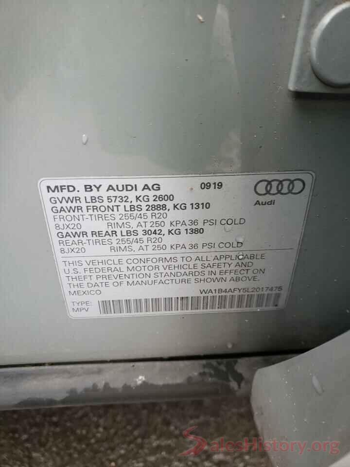 WA1B4AFY5L2017475 2020 AUDI SQ5