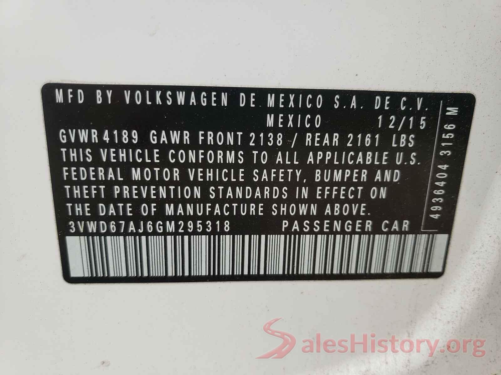 3VWD67AJ6GM295318 2016 VOLKSWAGEN JETTA