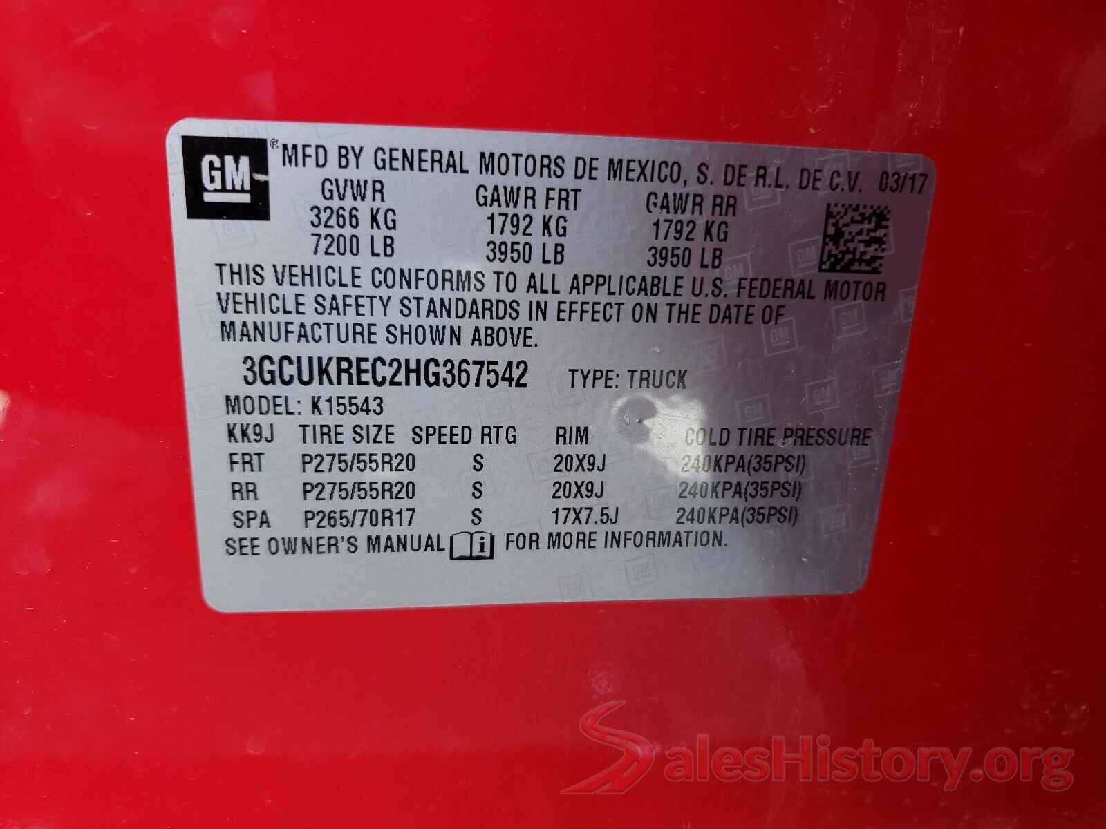 3GCUKREC2HG367542 2017 CHEVROLET SILVERADO