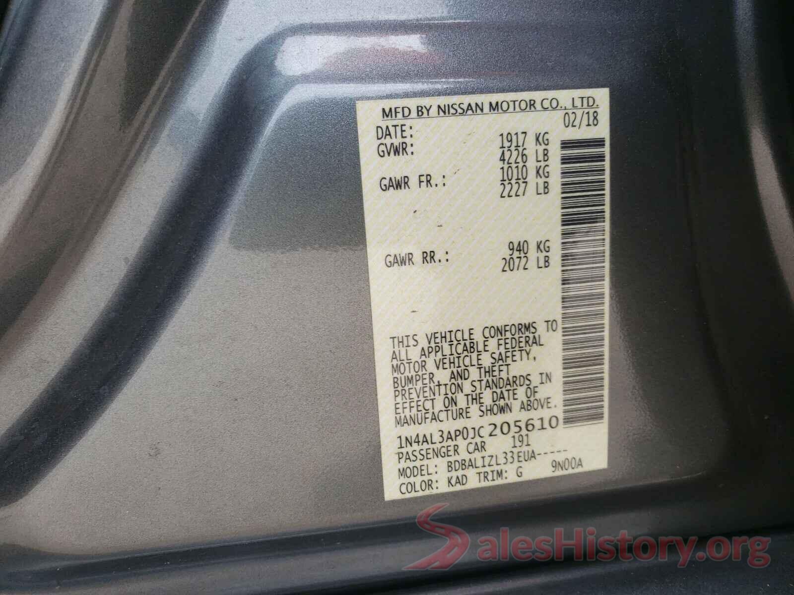 1N4AL3AP0JC205610 2018 NISSAN ALTIMA