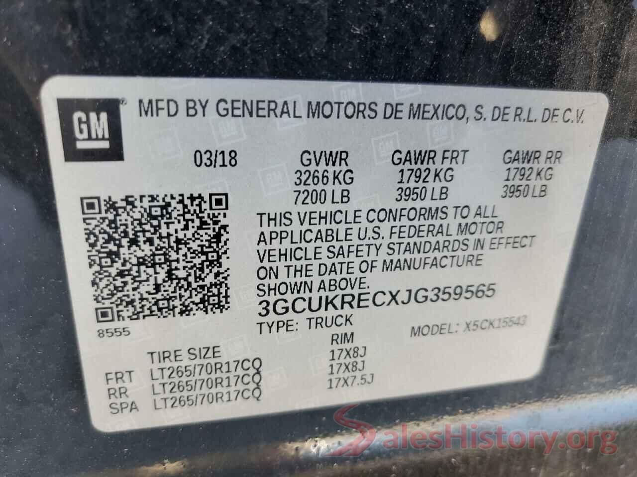 3GCUKRECXJG359565 2018 CHEVROLET SILVERADO